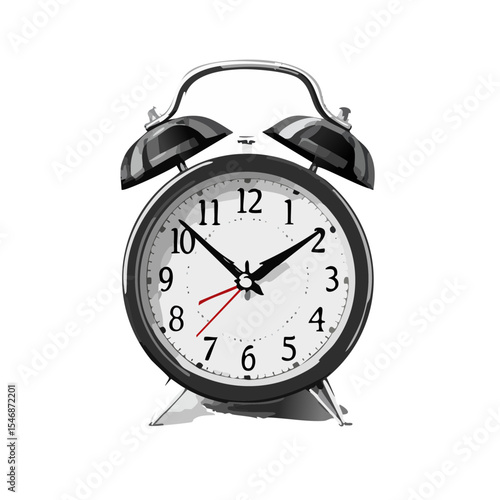 Black alarm clock image vector isolated on white background Vector Illustration