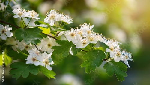 hawthorn or may tree flowers shallow depth of field and blurred background