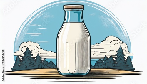 milk bottle isolated on white