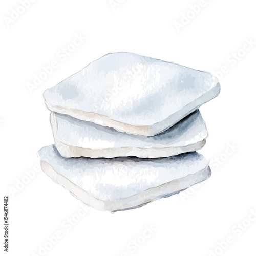 Cotton Pads, watercolor illustration vector, isolated on a white background.