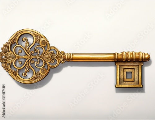 golden key isolated on white