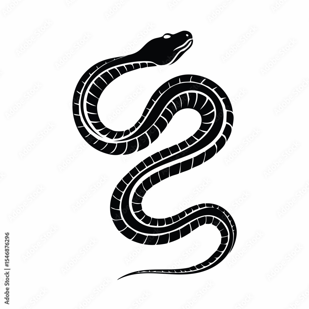 Fototapeta premium Black Mamba Snake Silhouette Image Vector Illustration on white background