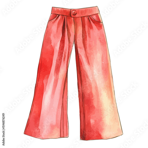 Corduroy Pants, watercolor clipart vector, isolated on a white background.