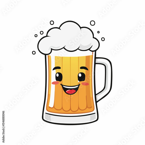 A cartoon of a mug of beer with a happy face Image vector isolated on white background.