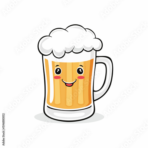 A cartoon of a mug of beer with a happy face Image vector isolated on white background.