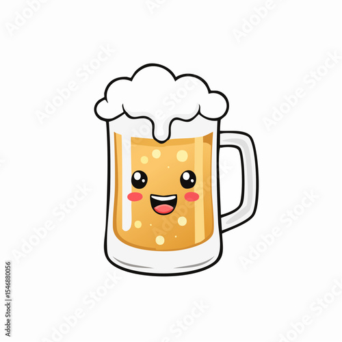 A cartoon of a mug of beer with a happy face Image vector isolated on white background.