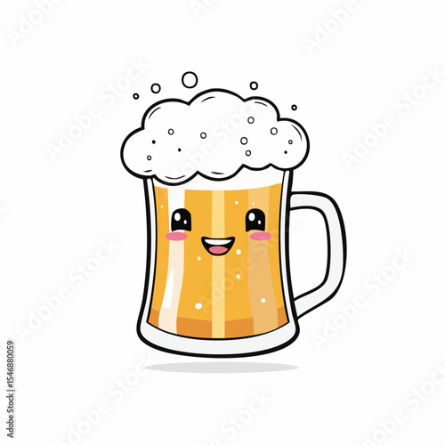 A cartoon of a mug of beer with a happy face Image vector isolated on white background.
