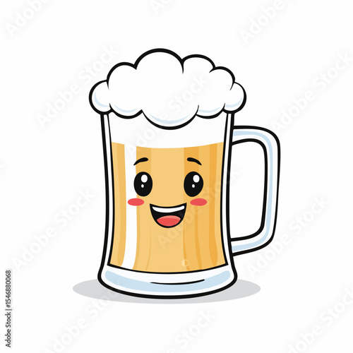 A cartoon of a mug of beer with a happy face Image vector isolated on white background.
