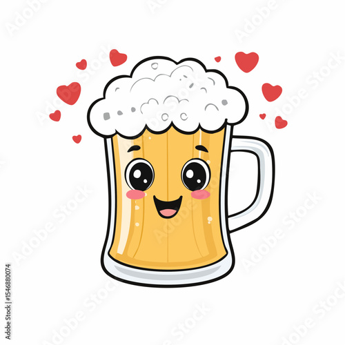 A cartoon of a mug of beer with a happy face Image vector isolated on white background.