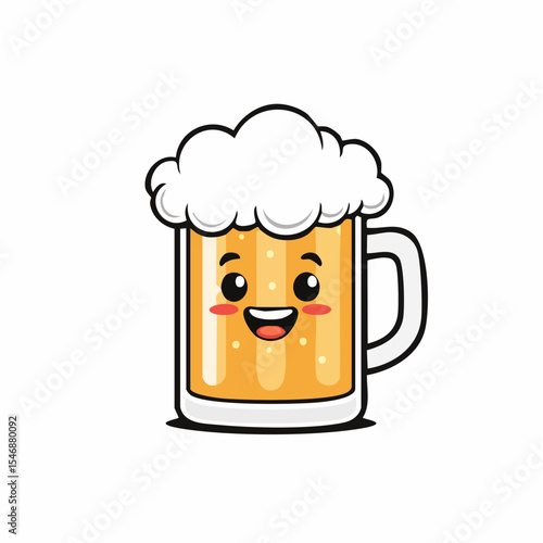 A cartoon of a mug of beer with a happy face Image vector isolated on white background.