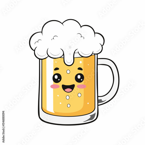 A cartoon of a mug of beer with a happy face Image vector isolated on white background.