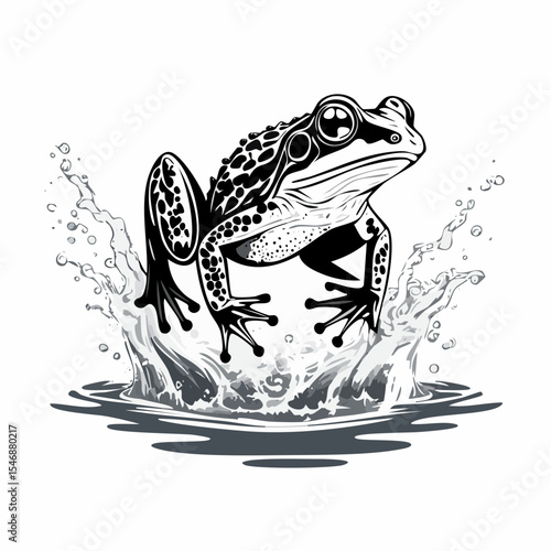 Frog Jumping Out Of Water Image Vector isolated on white background.