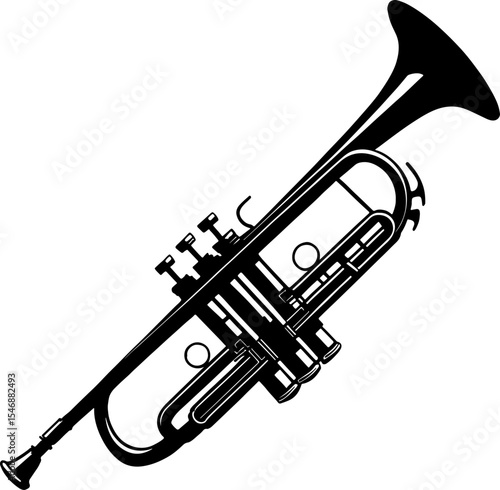 Black trumpet musical instrument illustration