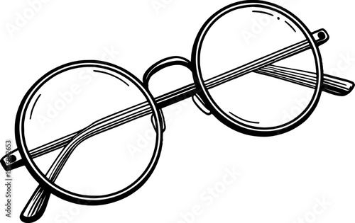 Hand drawn illustration of round eyeglasses