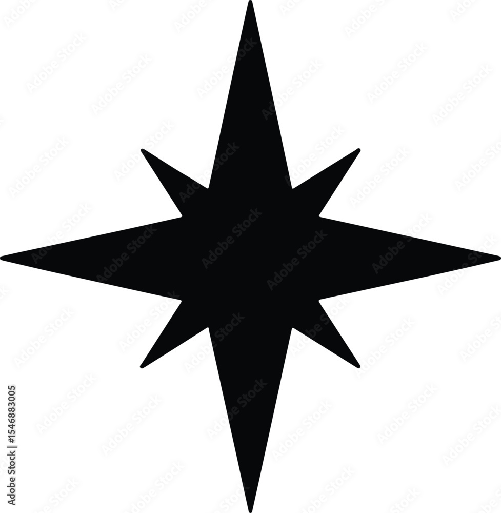 Obraz premium Silhouette Sparkling star radiating light vector illustration