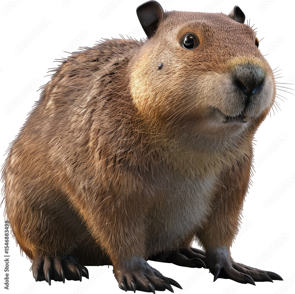 Fototapeta premium Close-up of a Capybara with Detailed Fur and Claws