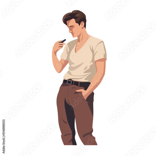 Professional Vector Illustration of Young Man with Stomach Ache