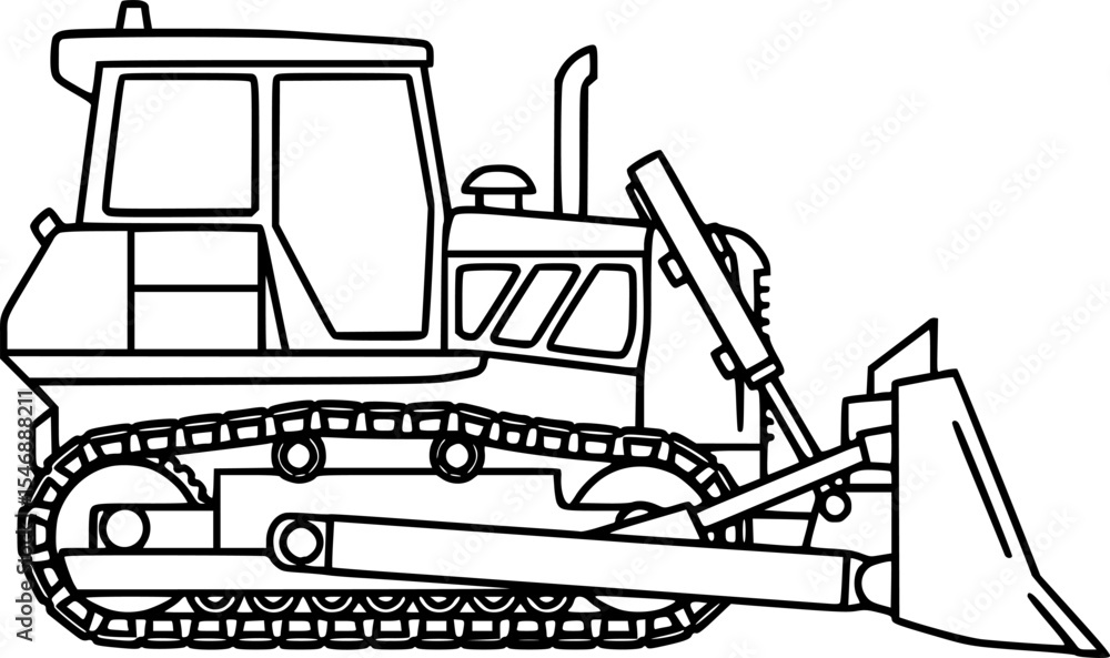Naklejka premium Clean outline bulldozer icon 