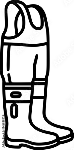 Minimalist waders outline icon in black and white
