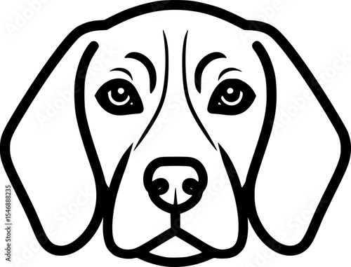 Bold outline icon of beagle's head
