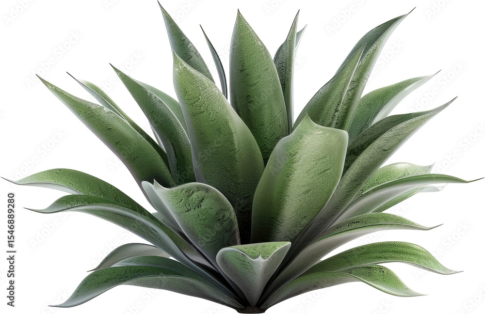 Isolated agave plant with textured leaves on a white background Isolated agave plant with textured leaves on a white background