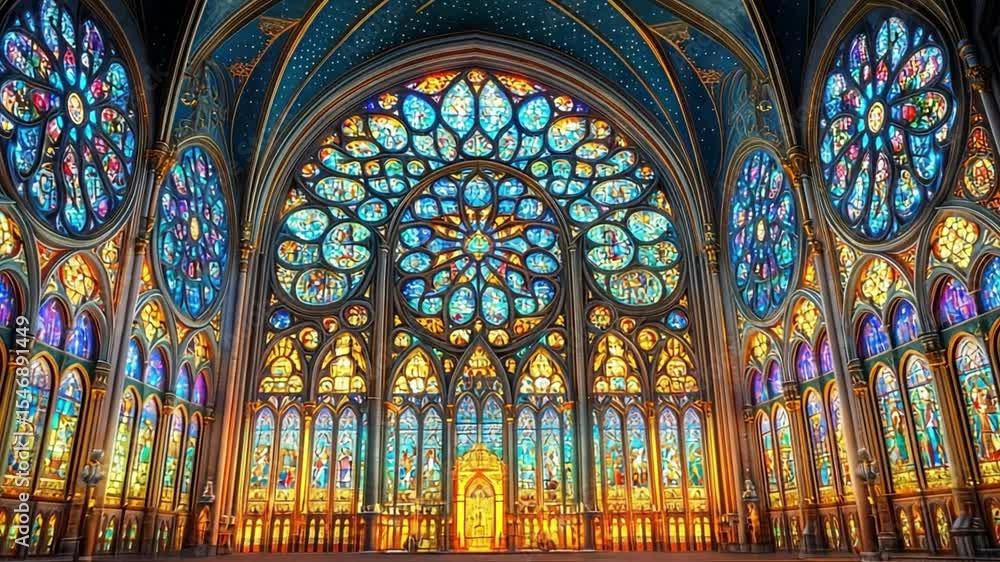 Magnificent Stained Glass Cathedral Interior Magnificent Stained Glass Cathedral Interior