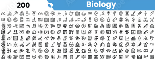 A diverse collection of biology-themed icons in monochrome. Perfect for educational materials or scientific presentations.