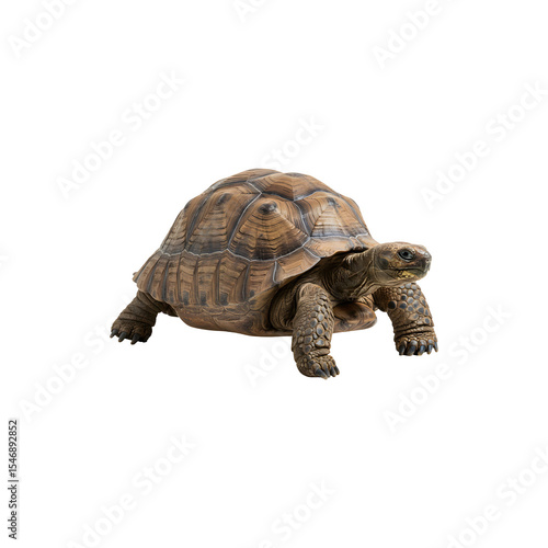 Wallpaper Mural Tortoise walking slowly with detailed shell pattern on white background Torontodigital.ca