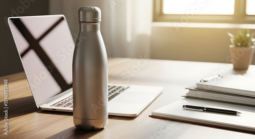 Stay Hydrated Stylish Stainless Steel Water Bottle on Desk