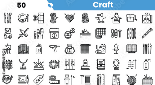 A diverse collection of crafting icons, including tools and materials showcasing creativity and artistic expression.