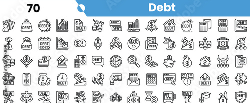 A collection of diverse debt-related icons illustrating various financial concepts, ideal for educational and financial content.