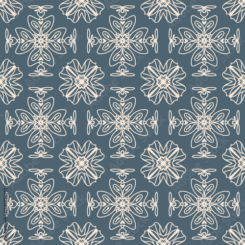 Seamless pattern with light flowers for background. Delicate fantasy ornament. Vector. Template for fabric and textile, wallpaper, packaging, cover.