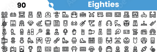 A nostalgic collection of s themed icons, capturing the essence of the decade's pop culture and technology.