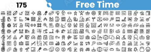Set of versatile icons representing various free time activities, ideal for creative projects.