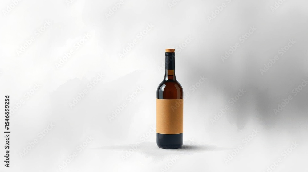 Obraz premium Elegant bottle isolated against a minimalist light backdrop, perfect for beverage presentation and design.