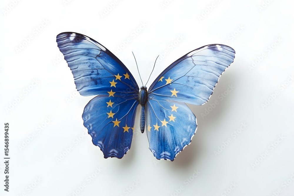 Obraz premium Butterfly with flag image on white background