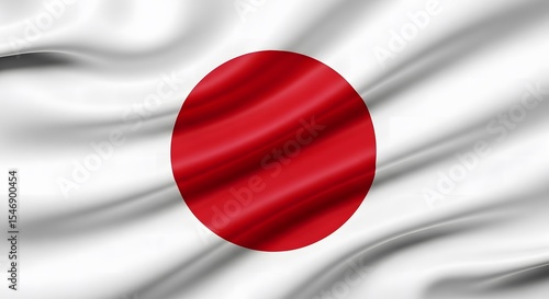 Free Download Waving Japanese Flag with Realistic Fabric Texture and Subtle Shading - GFXLoad
