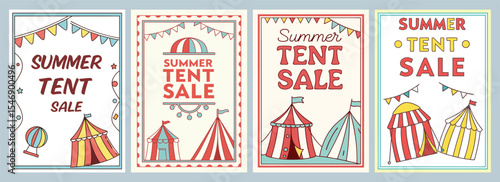 Vibrant Circus-Themed Promotional Banners for a Colorful Summer Tent Sale Poster Designs