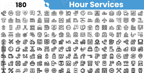 A comprehensive collection of line icons representing various hour services, suitable for businesses and digital projects.