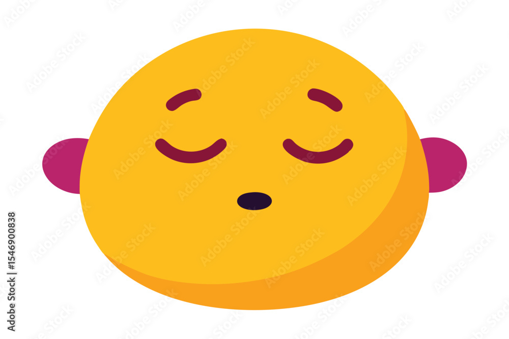 Fototapeta premium Sleepy Emoji Clipart Cute, Yellow Emoji with Closed Eyes on White Background