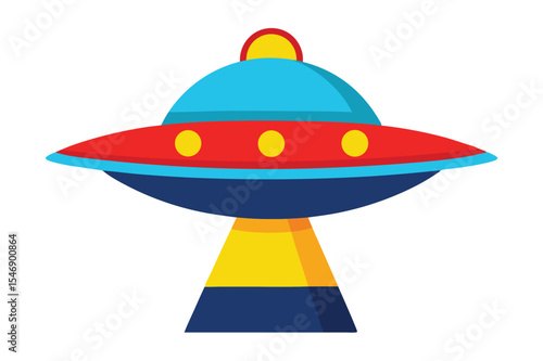 Colorful UFO Spaceship Clipart  A Fun, Isolated Vector Illustration on White Background