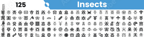 A diverse collection of insect icons, featuring various designs that showcase their unique characteristics in a simplistic style.