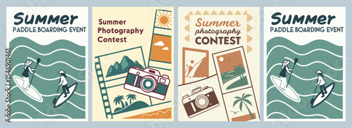 Capture the Fun of Summer Paddle Boarding in Our Exciting Photography Contest with Stunning Poster Designs