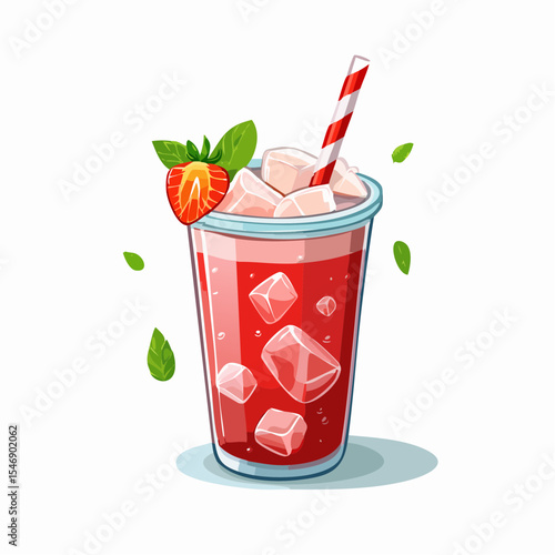 Vector Image:  Cool Summer Thirst Quencher:  Strawberry Soda 4