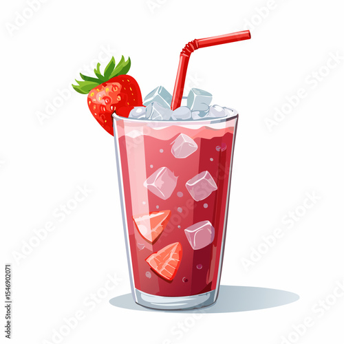 Vector Image:  Cool Summer Thirst Quencher:  Strawberry Soda 2