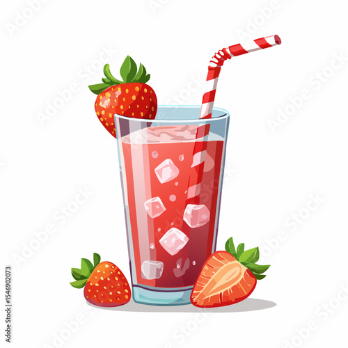 Vector Image:  Cool Summer Thirst Quencher:  Strawberry Soda 1