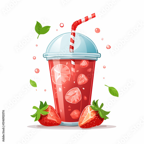 Vector Image:  Cool Summer Thirst Quencher:  Strawberry Soda 3