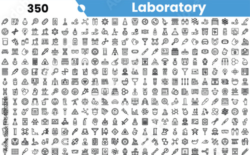 A diverse collection of laboratory icons, featuring tools, equipment, and symbols representing various scientific disciplines.