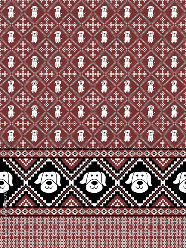 Dog pattern design, white isolate background