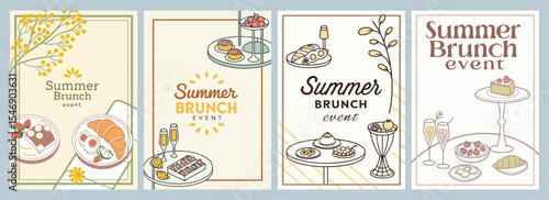 Elegant Summer Brunch Event Menus Showcasing Vibrant Dishes and Drinks with Stunning Poster Designs